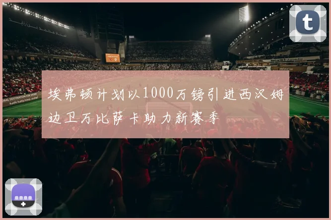 埃弗顿计划以1000万镑引进西汉姆边卫万比萨卡助力新赛季